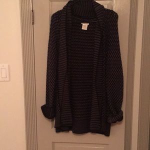 gray and black knit cardigan